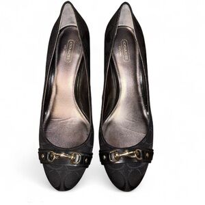 Coach | Y2K Signature Jacquard Horsebit Wedge Heels | Black | Size 10B